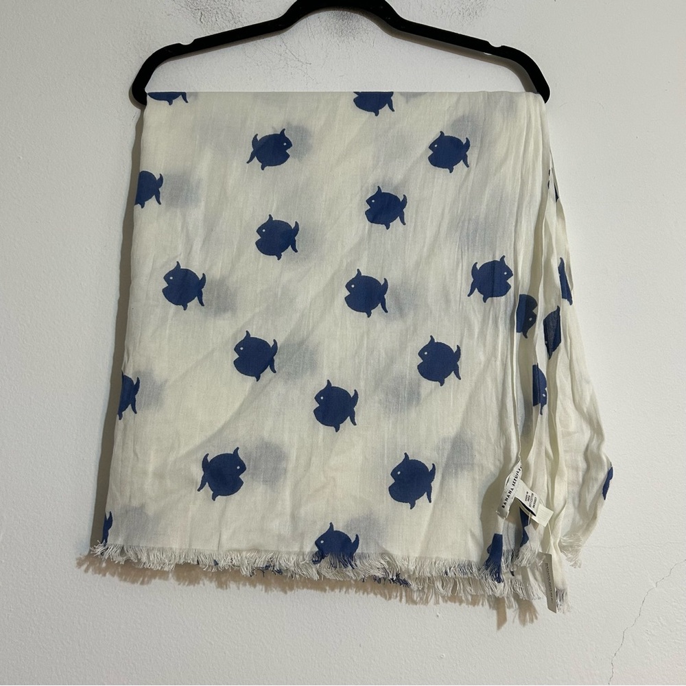 Banana Republic Fish Print Cotton Scarf New Whimsical Whimsy Teacher